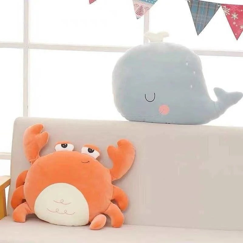 Coussins animaux décoratifs Baleine & Crabe - Pour chambre d'enfant