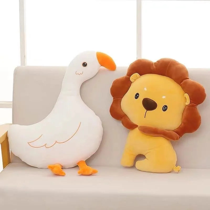 Coussins animaux décoratifs Lion & Oie - Pour chambre d'enfant