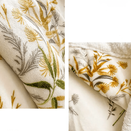 Couverture Douceur Hivernale - Motifs Floraux en Beige Couverture chambre, Couvertures, Couvertures adulte, linge de lit