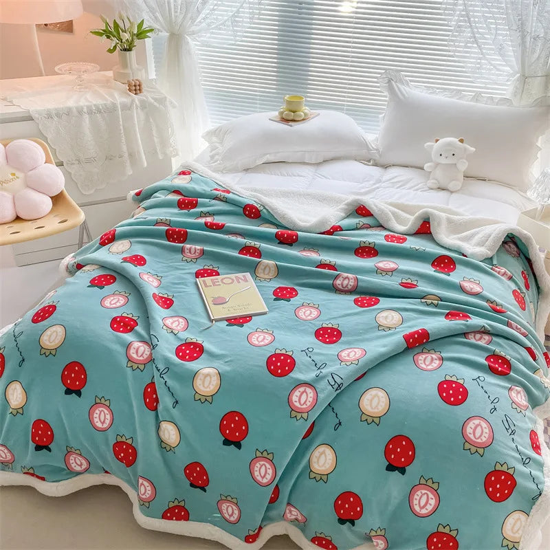 Couverture Enfant avec Motifs de Fraises - Douceur Fruité Couverture chambre, Couvertures, Couvertures enfant