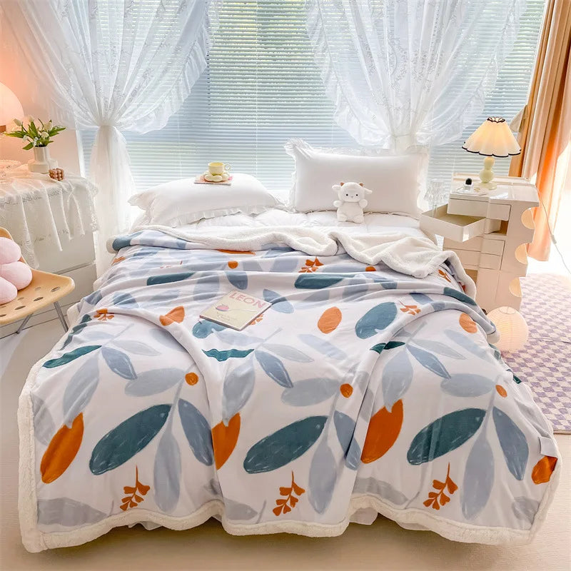 Couverture Hivernale en Velours et Polaire avec Motifs Feuilles Couverture chambre, Couvertures, Couvertures adulte, Couvertures enfant, linge de lit