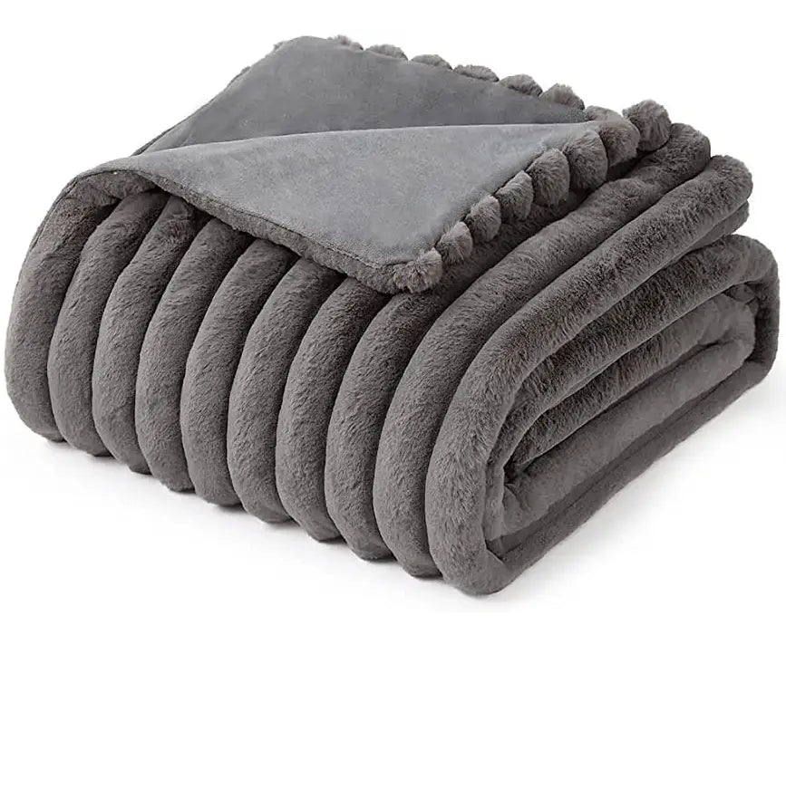 Plaid Double Couche Douillet en Fausse Fourrure "Cocoon" gris foncé Plaid chambre, Couvertures, linge de lit, Plaid, Salon