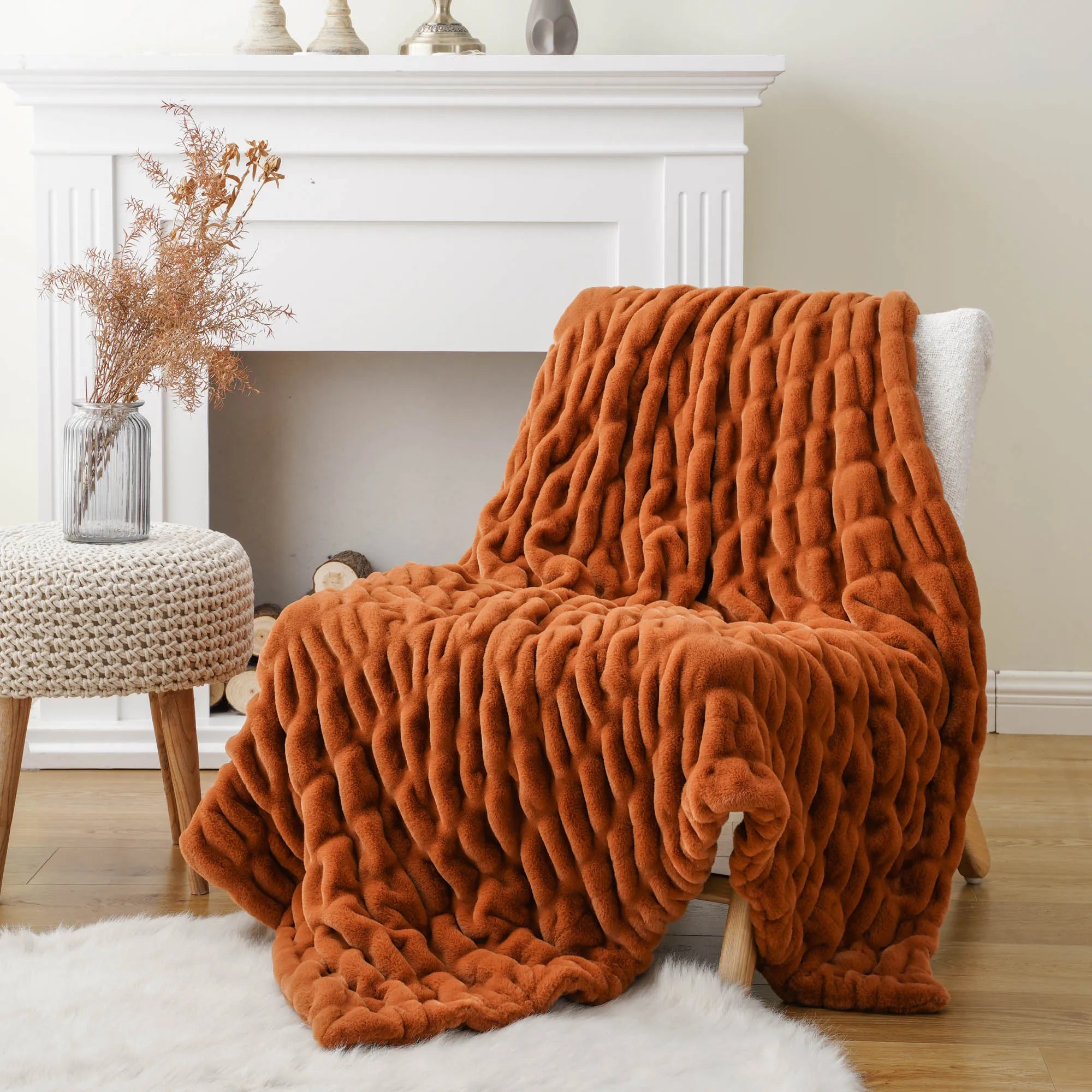 Plaid en Fausse Fourrure Terracotta - Douceur et Chaleur Couverture chambre, Couvertures, Couvertures adulte, linge de lit, Plaid, Salon