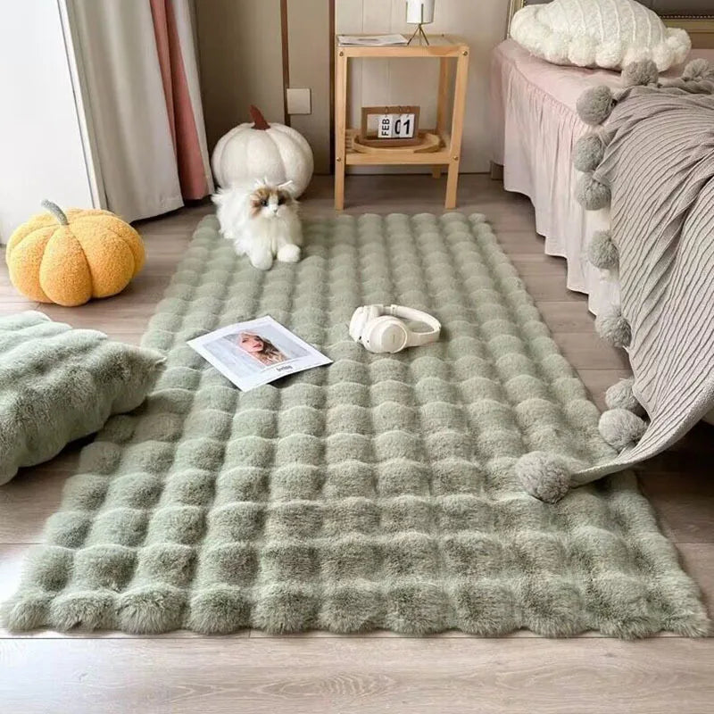 Tapis Moelleux Imitation Fourrure de Lapin pour Décoration Intérieure Tapis chambre, Salon, Tapis adulte, Tapis salon