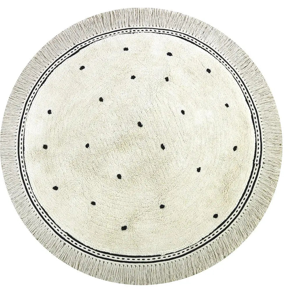 Tapis Rond "Champ de Pois" Crème et Noir - Un Univers Doux Tapis chambre, Tapis adulte, Tapis chambre, Tapis enfant