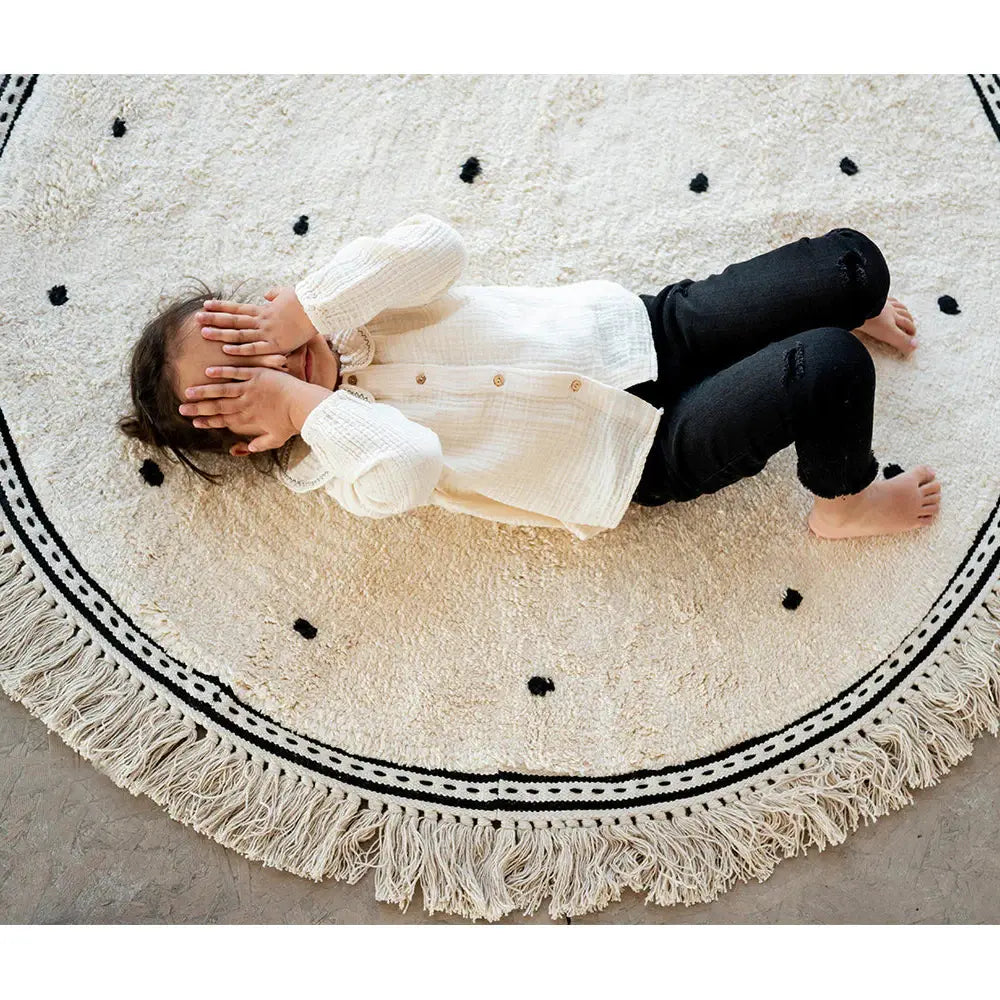 Tapis Rond "Champ de Pois" Crème et Noir - Un Univers Doux Tapis chambre, Tapis adulte, Tapis chambre, Tapis enfant