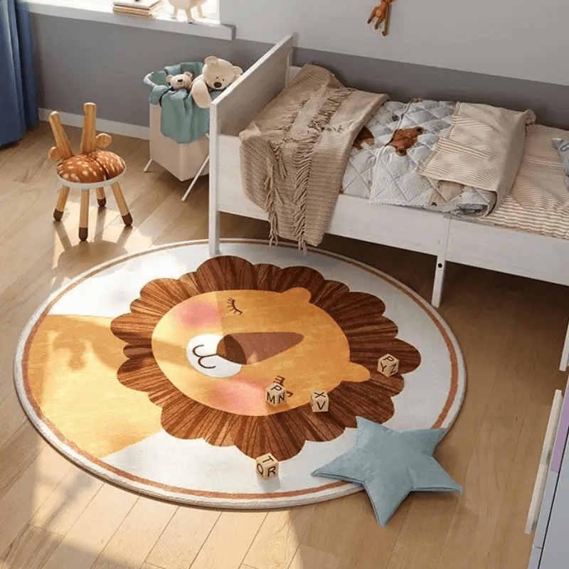 Tapis Rond Douceur Sauvage - Espace de Jeu Lionceau pour Enfant Tapis Tapis chambre, Tapis enfant