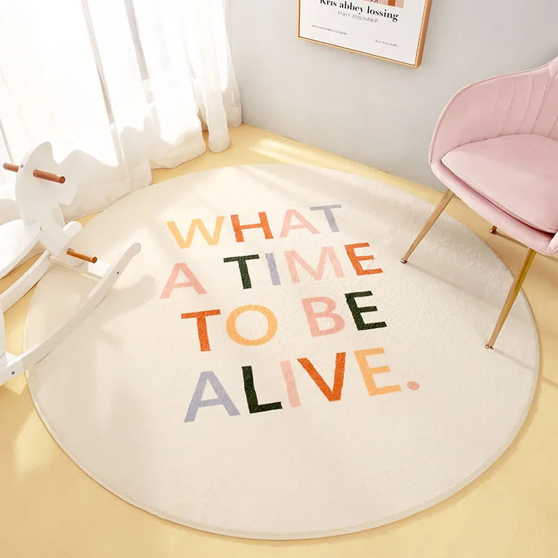 Tapis Rond Nordique "What a Time to Be Alive" Tapis chambre, Tapis adulte, Tapis chambre, Tapis enfant