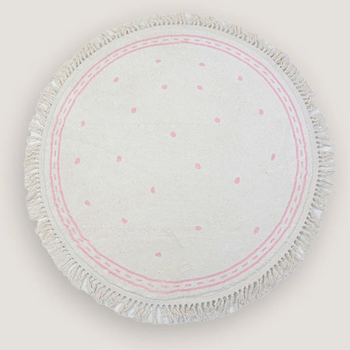 Tapis rond avec pois roses avec franges Tapis Tapis chambre, Tapis enfant