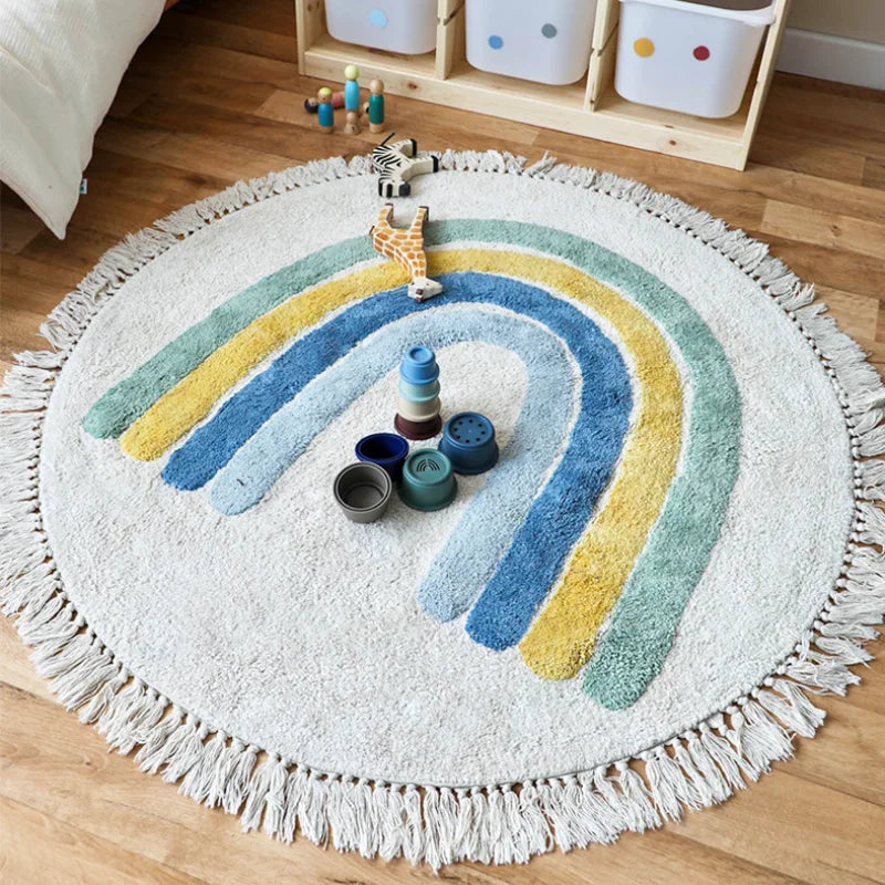 Tapis rond câlin Arc-en-Ciel bleu Tapis Tapis enfant