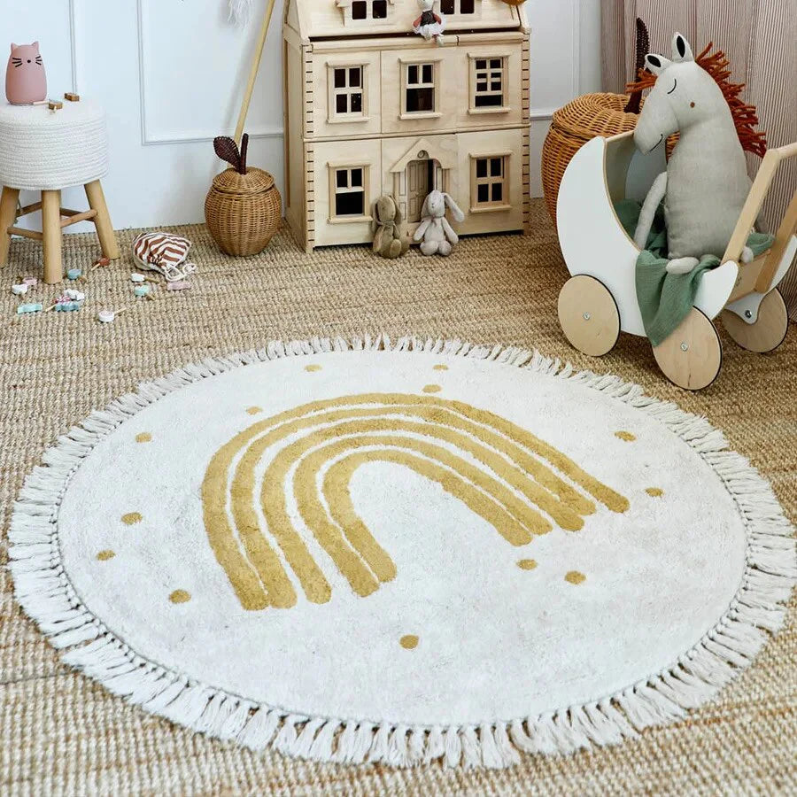 Tapis rond câlin Arc-en-Ciel jaune Tapis Tapis enfant