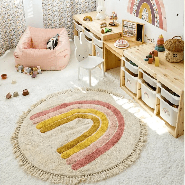 Tapis rond câlin Arc-en-Ciel rose Tapis Tapis enfant