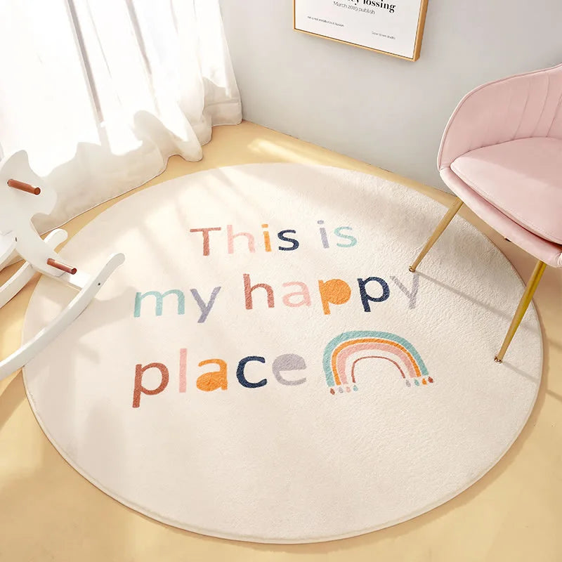 Tapis rond doux "Espace de Bonheur Ensoleillé" pour enfant Tapis Tapis chambre, Tapis enfant