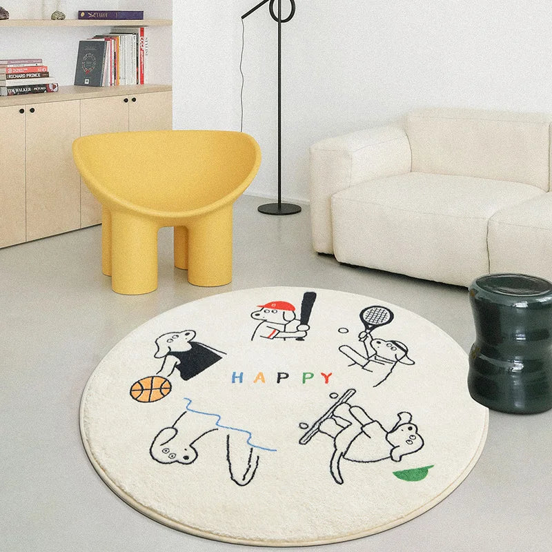 Tapis rond doux et confortable "Happy" Tapis chambre, Salon, Tapis chambre, Tapis enfant, Tapis salon