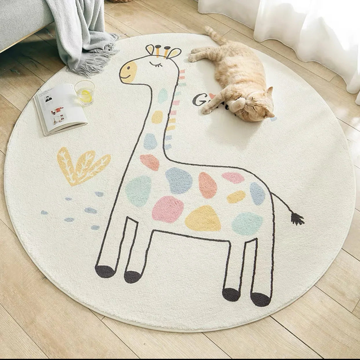 Tapis rond doux girafe colorée pour chambre d'enfant Tapis Tapis chambre, Tapis enfant