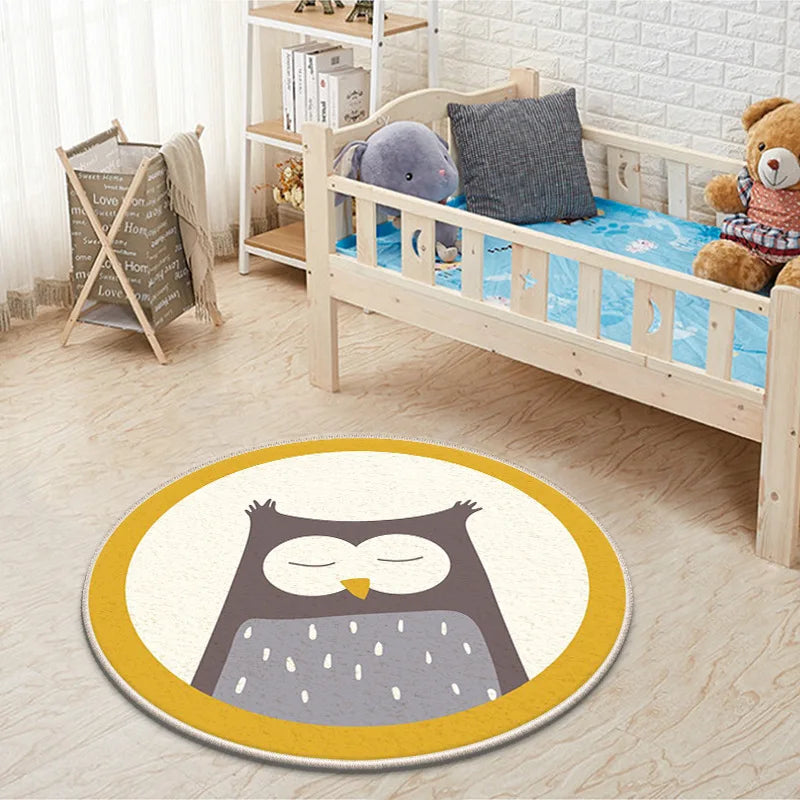 Tapis rond doux hibou gris - Style nordique Tapis chambre, Tapis enfant