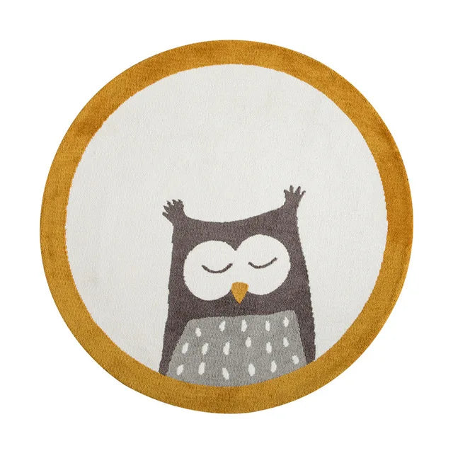 Tapis rond doux hibou gris - Style nordique Tapis chambre, Tapis enfant