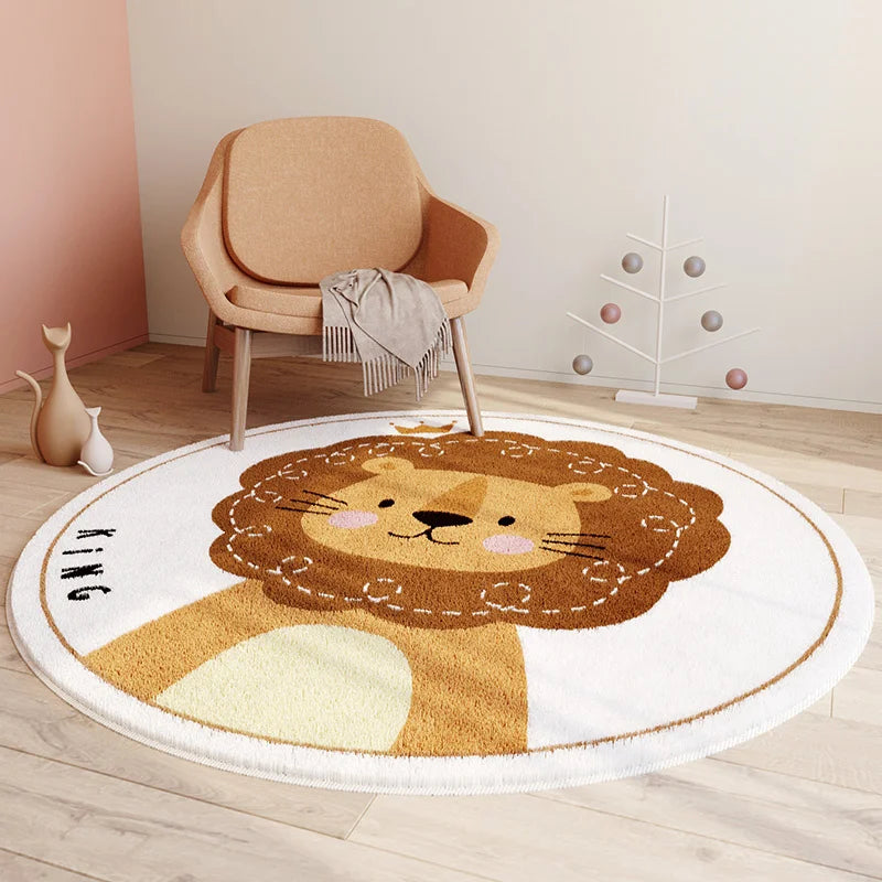 Tapis rond doux lionceau pour chambre d'enfant Tapis chambre, Tapis chambre, Tapis enfant