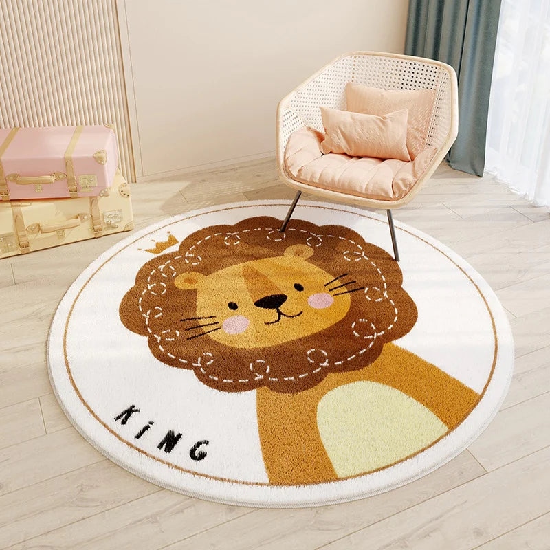 Tapis rond doux lionceau pour chambre d'enfant Tapis chambre, Tapis chambre, Tapis enfant